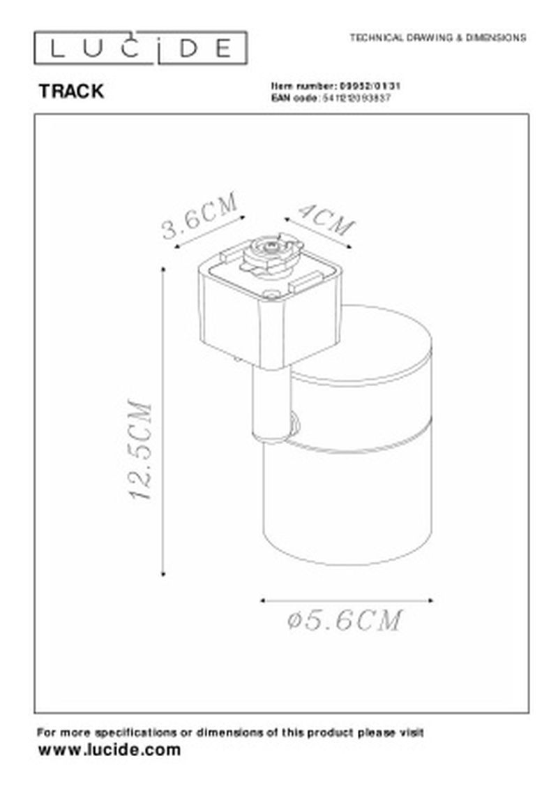 Lucide TRACK FLORIS Track spot - 1-okruhový systém osvetlenia koľaje - 1xGU10 - biely (predĺženie)